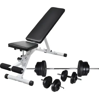 Posilovací lavice Posilovací lavice se sadou činek barbell a dumbbell 60,5 kg - 8718475702429
