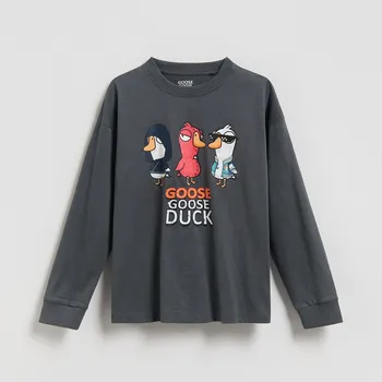 Chlapecké tričko Reserved - Tričko s dlouhými rukávy Goose Goose Duck - tmavě šedá - 050II-90X - 050II-90X-152