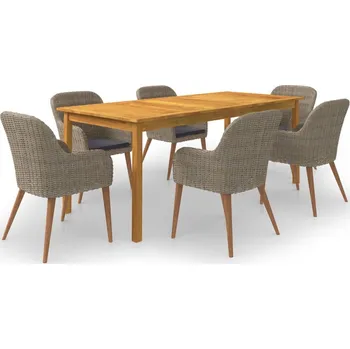 Zahradní sestava 7dílný zahradní jídelní set hnědý - 8720286339473