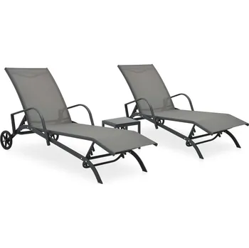 Zahradní sestava Zahradní lehátka 2 ks se stolkem textilen a ocel - 8719883853178