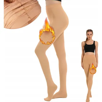 Dámské punčochy Zateplené dámské punčocháče s kožíškem zimní teplé termopunčochy M