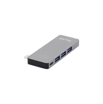 USB hub LMP Basic Hub, USB-C, 3x USB 3.0, čtečka micro/SD karet - USB-C nabíjecí adaptér, vesmírně šedý - 18118