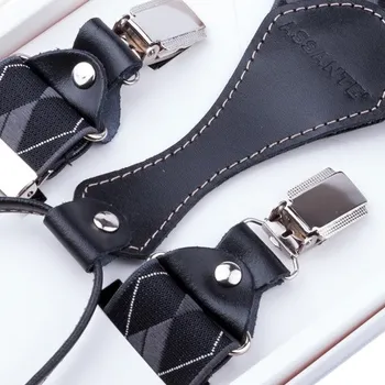 Kšandy Luxusní černé kšandy s hedvábným leskem kožená poutka Assante 90052, Velikost Uni