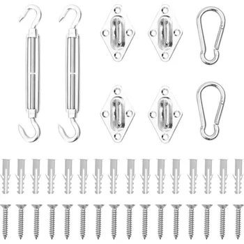 Markýza 8dílná sada příslušenství pro stínící plachtu nerezová ocel - 8720286082881