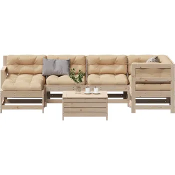 Zahradní sestava 7dílná zahradní sedací souprava s poduškami masivní borovice - 8721012899278