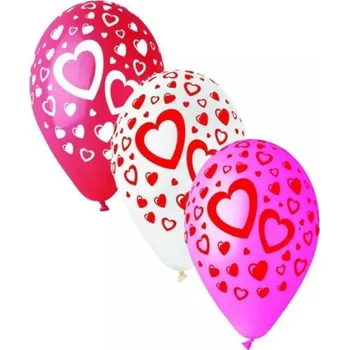 Balónek Kulaté latexové balónky Srdce 30cm mix barev 5ks
