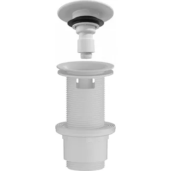 Odvodňovací žlab CERANO - Umyvadlová výpusť - 5/4“ click-clack s přepadem - neuzavíratelná - plast - 67/82mm - bílá matná