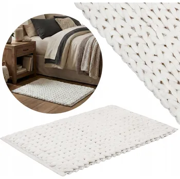 Koupelnová předložka Bílá Předložka Kobereček do ložnice 50x80 cm - SAVÁ Plyšová Mikrovlákno