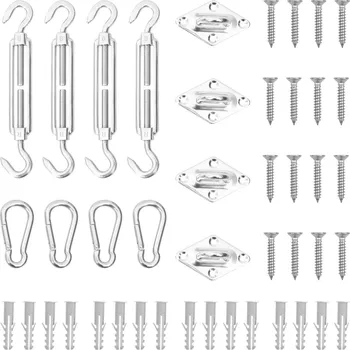 Stínicí technika 12dílná sada příslušenství pro stínící plachtu nerezová ocel - 8720286082829