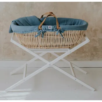 Dětská postýlka Bella Mojžíšův koš pro miminko Percy s povlečením Fine Blue