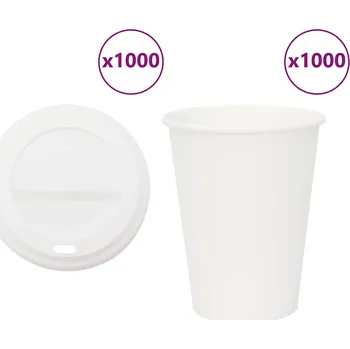 Papírové kelímky na kávu s víčky 1000 pcs 12oz 300ml - 8721158673930