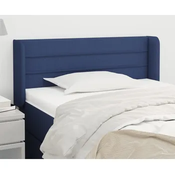 Čelo postele typu ušák modré 93 x 16 x 78/88 cm textil - 8720287267607
