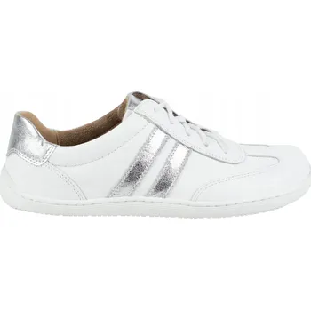 Dámské tenisky Dámské BAREFOOT boty OLIVIER 1287 kožené bílé se stříbrnou barvou, velikost 39