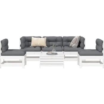 Zahradní sestava 6dílná zahradní sedací souprava bílá masivní borovice - 8721012896888