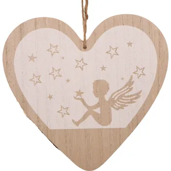 Přívěsek Dřevěný přívěsek srdce 20 cm