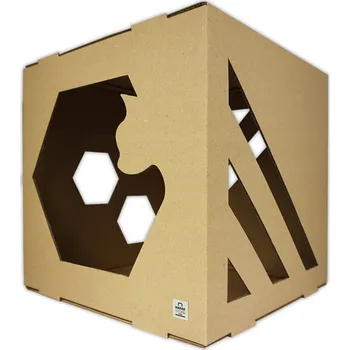 Pelíšek pro kočku Domeček pro kočky z lepenky CUBE - pelíšek, kartonová bouda - hnědá