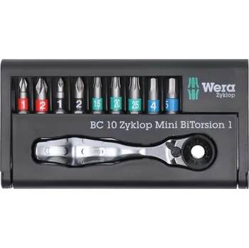 Dílna sada nářadí WERA - bity a ráčna - 10 dílná sada WERA Bit-Check 10 Zyklop Mini 1