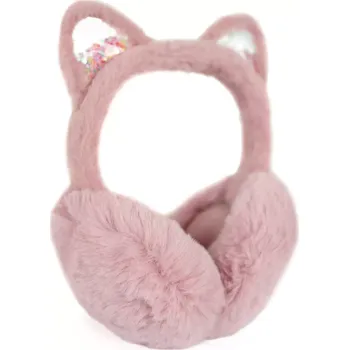 Klapky na uši Plyšové klapky na uši Glitter kitty Růžové