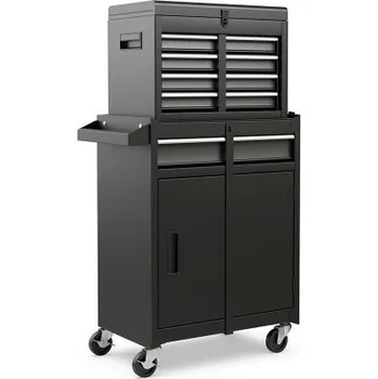 Zahradní vozík Dílenský vozík na nářadí TL35688BK s 5 zásuvkami, uzamykatelný, s kolečky, černá - B COSTWAY