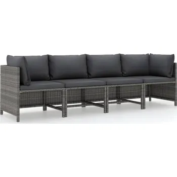 Zahradní pohovka 4místná zahradní pohovka s poduškami šedá polyratan - 8720286166703