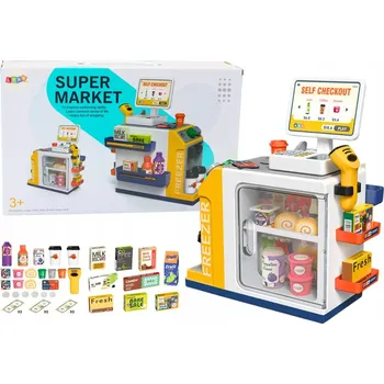 Hra na obchod FISKÁLNÍ POKLADNA PRO OBCHOD SUPERMARKET SADA NA HRANÍ SKENER SVĚTLA ZVUKY
