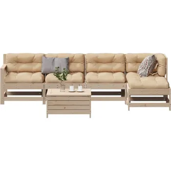 Zahradní sestava 6dílná zahradní sedací souprava s poduškami masivní borovice - 8721012899551