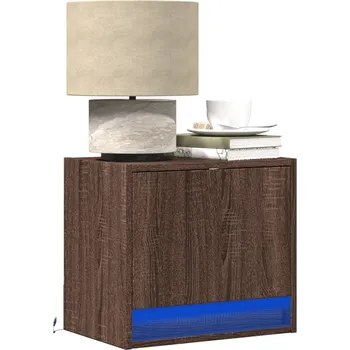 Noční stolek Nástěnné noční stolky s LED osvětlením 2 ks hnědý dub - 8721102966538