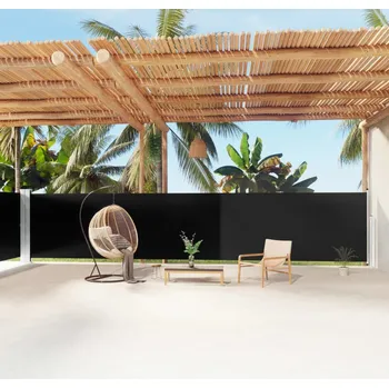 Stínicí technika Zatahovací boční markýza černá 160 x 1 200 cm - 8720286771297