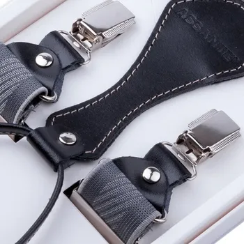 Kšandy Luxusní šedé kšandy s hedvábným leskem kožená poutka Assante 90055, Velikost Uni