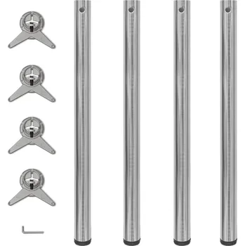 Psací stůl 4 stolové nohy s nastavitelnou výškou, broušený nikl, 870 mm - 8718475946526