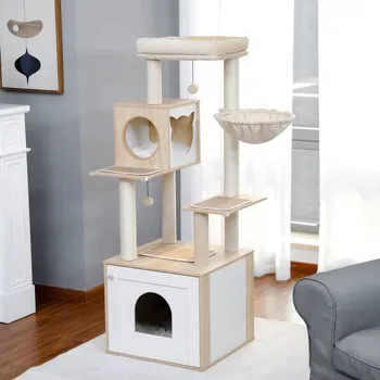 KOČIČÍ STROM - moderní, designový (144 cm) Barva: béžová (AMT0201BG)