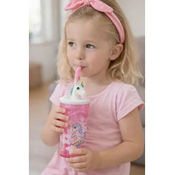 Storline 3D lahev na pití UNICORN - JEDNOROŽEC s brčkem