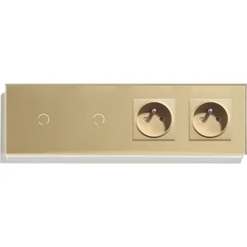 vypínač DOTYKOVÝ SPÍNAČ 1+1 DVĚ ZÁSUVKY ELEKTRICKÉ SKLENĚNÝ VYPÍNAČ