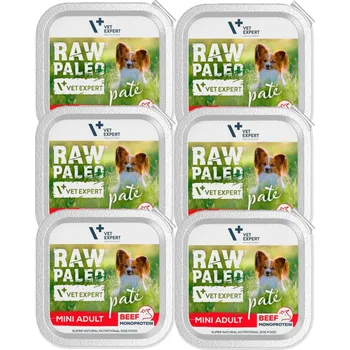 Krmivo pro psa Vetexpert RAW PALEO PATE MINI adult beef 6x150g - tác s hovězím masem