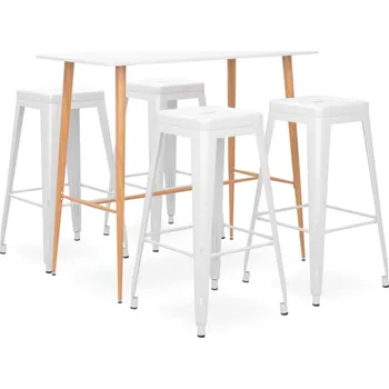 Jídelní set 5dílný barový set bílý - 8720286172735