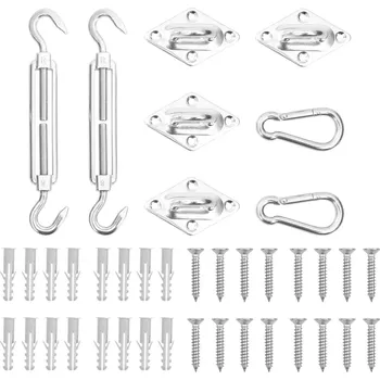 Markýza 8dílná sada příslušenství pro stínící plachtu nerezová ocel - 8720286082843