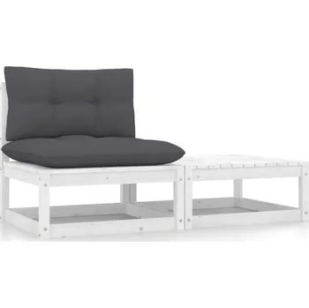 Zahradní sestava 2dílná zahradní souprava s poduškami bílá masivní borovice - 8720286355794