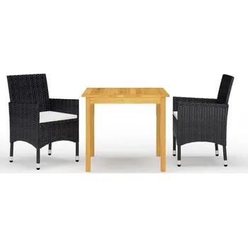 Zahradní sestava 3dílný zahradní jídelní set černý - 8720286337226