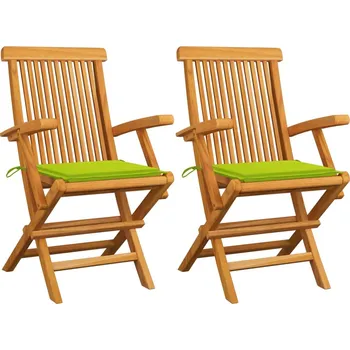 Zahradní sestava Zahradní židle s jasně zelenými poduškami 2 ks masivní teak - 8720286264225