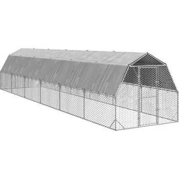 Výběh pro slepice se střechou 2,5x12x2,25 m pozinkovaná ocel - 8721158714442