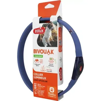 Obojek pro psa Zolux obojek LED velký BIVOUAK 30-60cm USB modrá