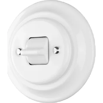 vypínač VINTAGE vypínač číslo 7 bílá páčka kulatá komplet K1-R140B keramika