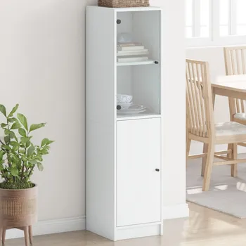 Příborník do zásuvky Highboard se skleněnými dvířky bílý 35 x 37 x 142 cm - 8721012213913