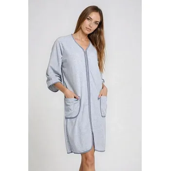 Dámský župan Velurový župan Radana šedý melírovaný 4XL