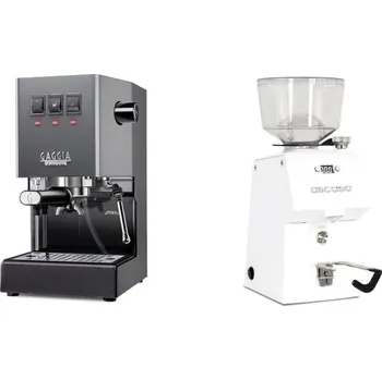 Kávovar Gaggia Classic E24 BC, grey + Ascaso H64, white