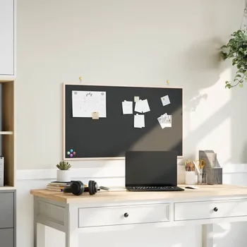 Magnetická kreslící tabulka vidaXL Křídová tabule s rámem z masivního borovicového dřeva černá 100 x 55 cm [4017414]