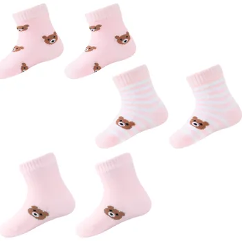 Kojenecké oblečení BE SNAZZY Kojenecké ponožky 3 páry medvídci Be Snazzy 6 - 9 měsíce 3 - 6 měs. Růžové