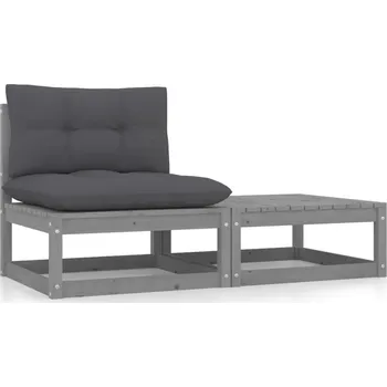 Zahradní sestava 2dílná zahradní sedací souprava podušky šedá masivní borovice - 8720286355800