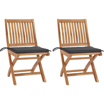 Zahradní židle 2 ks s antracitovými poduškami masivní teak - 8720286263570