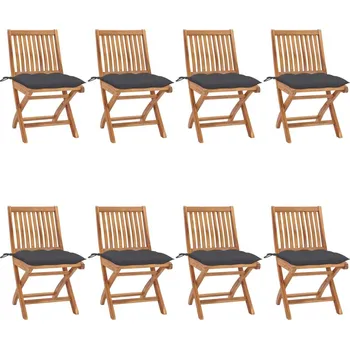 Skládací zahradní židle s poduškami 8 ks masivní teak - 8720286440865